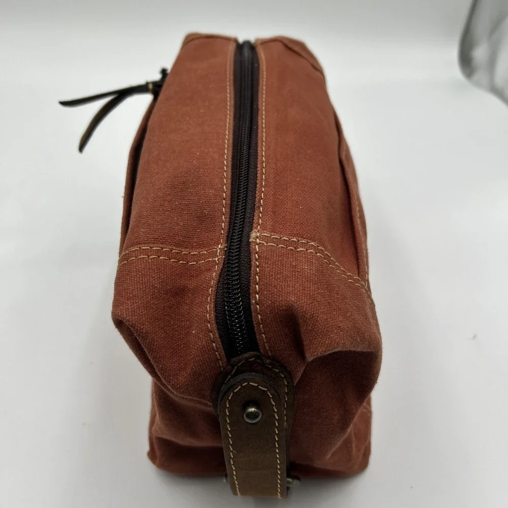 Myra Bag 8760 Western Village Leather & Upcycled‎ Canvas Shaving Kit Bag